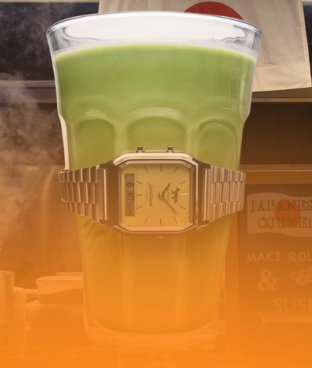 Casio și Café Kitsuné transformă un clasic accesibil într-un ceas verde-matcha Casio Café Kitsuné ceas verde-matcha AQ-230ECK-3A